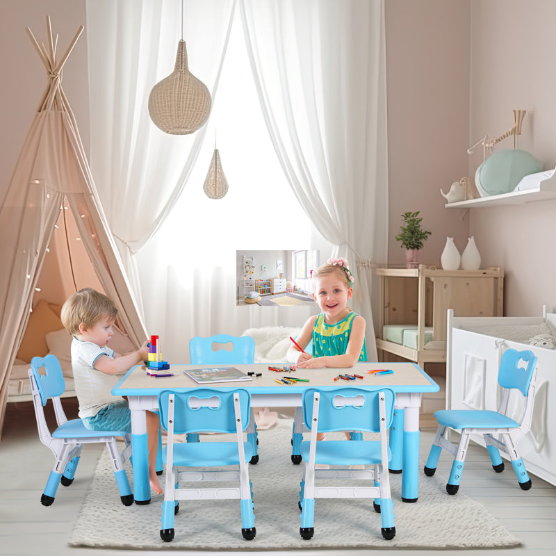 Isabelle Max Aarianna Kids 7 Piece Rectangular Play Or Activity Table and Chair Set